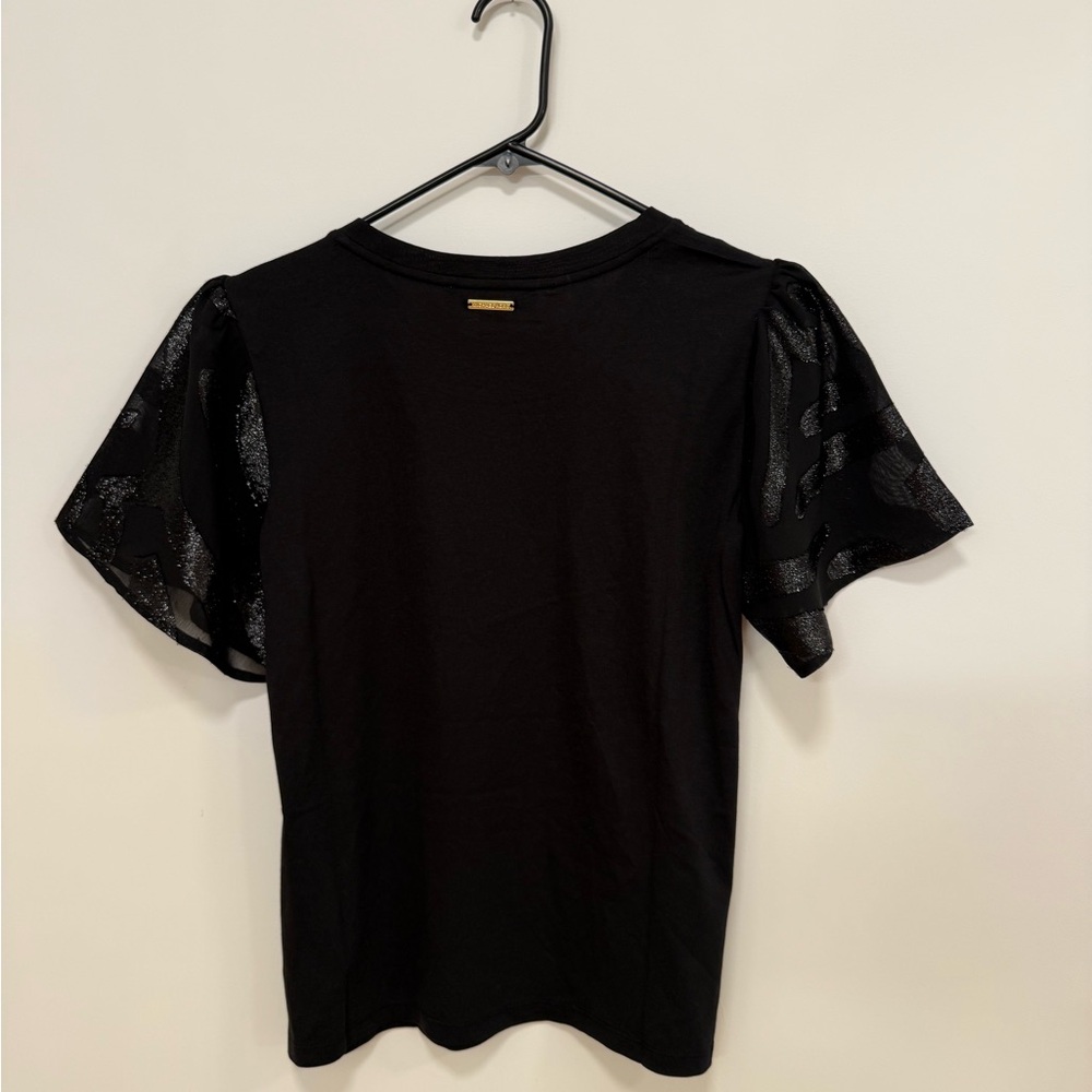 Michael Kors Black Top with Sheer Sleeves